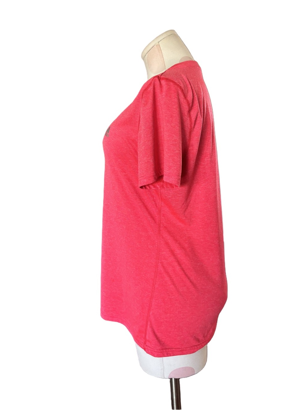 Adidas Activewear Performance Tee Pink Coral V Neck Workout Shirt - Large - Picture 5 of 8